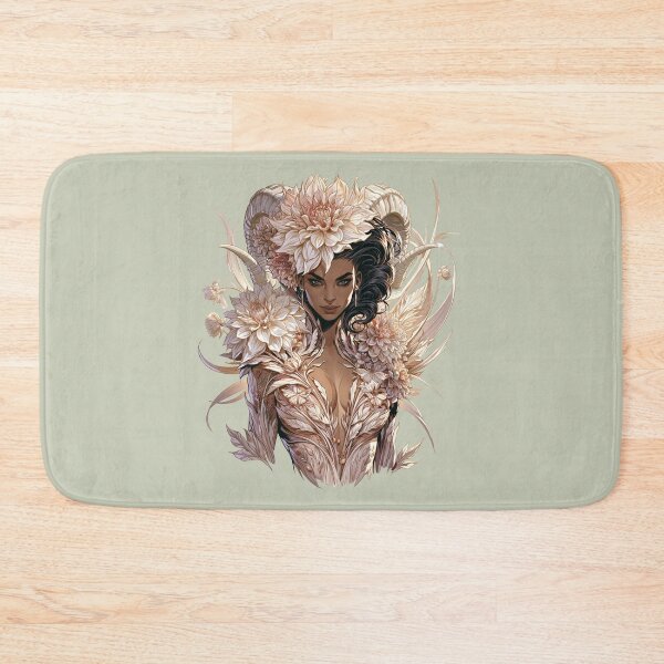 Item preview, Ivory Floral Horned Goddess Fantasy Art designed and sold by MythicMood.