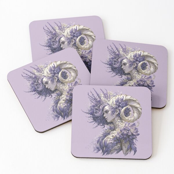 Item preview, Purple Floral Horned Goddess Fantasy Art designed and sold by MythicMood.