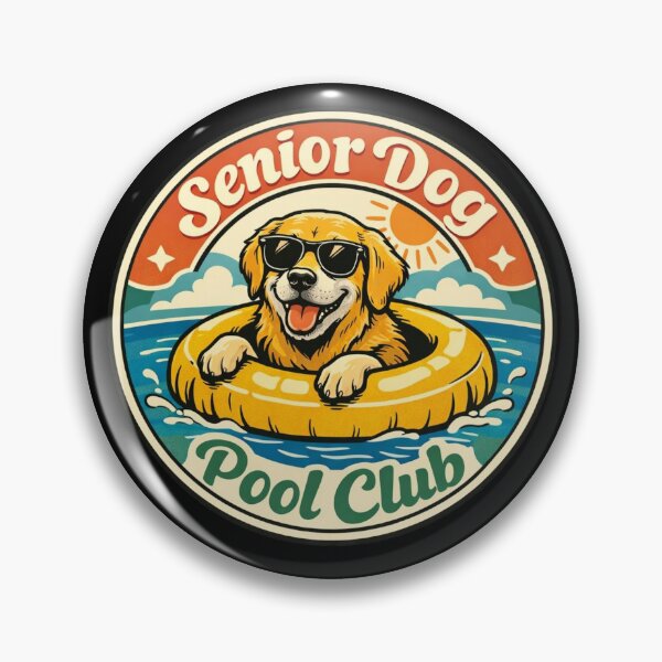 Item preview, Senior Dog Pool Club – Vintage Golden Retriever Summer Badge   designed and sold by Timeless Junction.