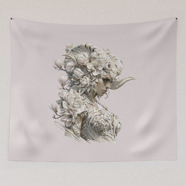 Item preview, White Floral Horned Goddess Fantasy Art designed and sold by MythicMood.