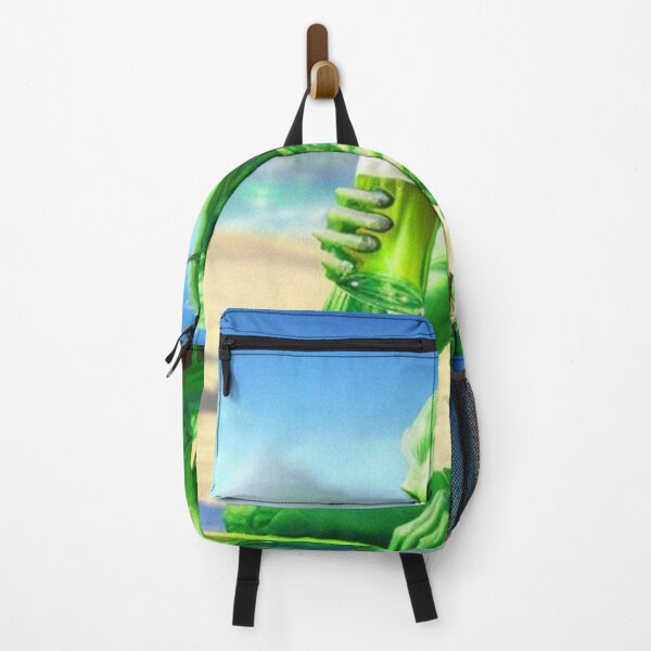 Item preview, Green Allien drinking beer on a beach terrace designed and sold by ZeusGallery.