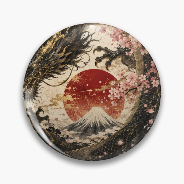 Item preview, Black Dragon of Sakura | Japanese Ukiyo-e Inspired Art designed and sold by 風の浮世.