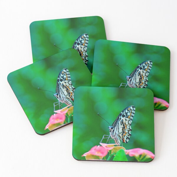 Item preview, Lime Butterfly Portrait on Pink Flowers Macro designed and sold by Jomsunshine.