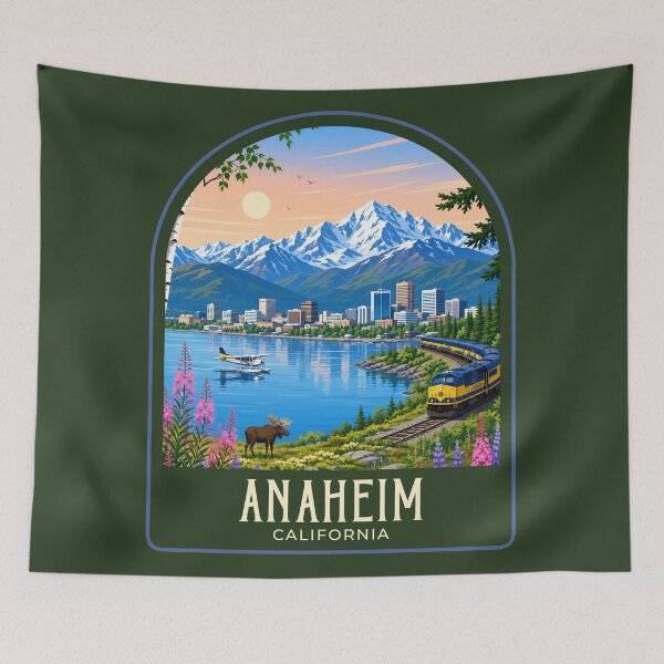 Item preview, Anchorage Vintage Travel Illustration designed and sold by HomeLivingCo.