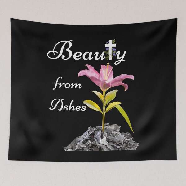 Item preview, Beauty from Ashes Flower Cross Bible Verse Christian designed and sold by Ceramic Scripture.