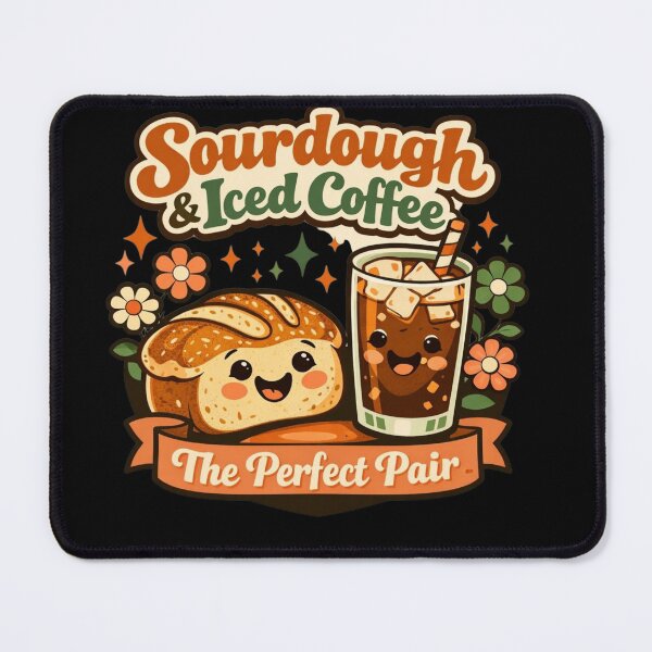 Item preview, Sourdough & Iced Coffee – The Perfect Pair Retro Groovy Badge designed and sold by Timeless Junction.