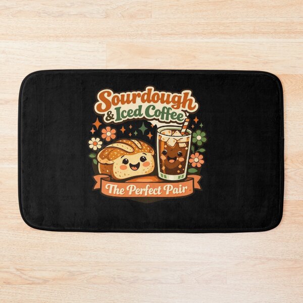 Item preview, Sourdough & Iced Coffee – The Perfect Pair Retro Groovy Badge   designed and sold by Timeless Junction.