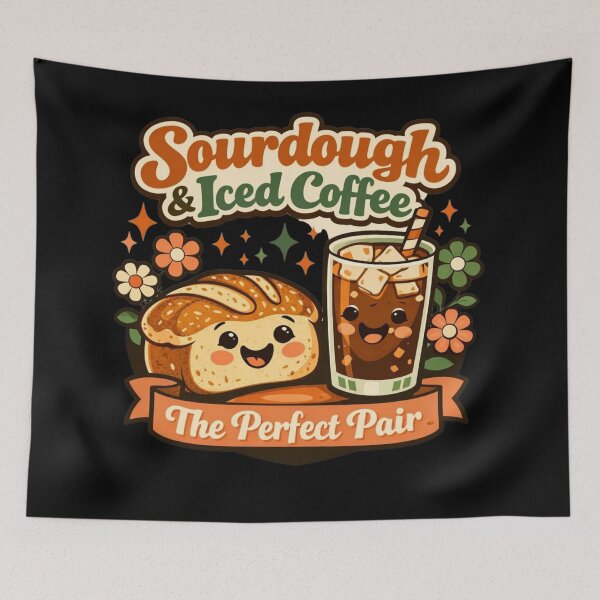 Item preview, Sourdough & Iced Coffee – The Perfect Pair Retro Groovy Badge   designed and sold by Timeless Junction.