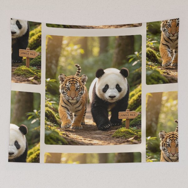 Item preview, Cute Tiger Cub Panda Jungle Pals Adventure designed and sold by BagFactoryUK.