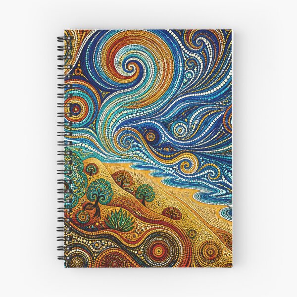 Item preview, Aboriginal Inspired Dot Art - Ocean & Desert Dreaming Coastal Landscape designed and sold by GrinGalore.