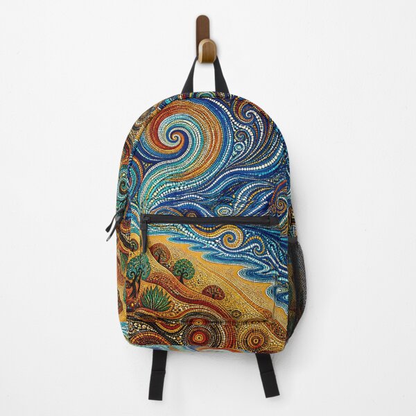 Item preview, Aboriginal Inspired Dot Art - Ocean & Desert Dreaming Coastal Landscape designed and sold by GrinGalore.