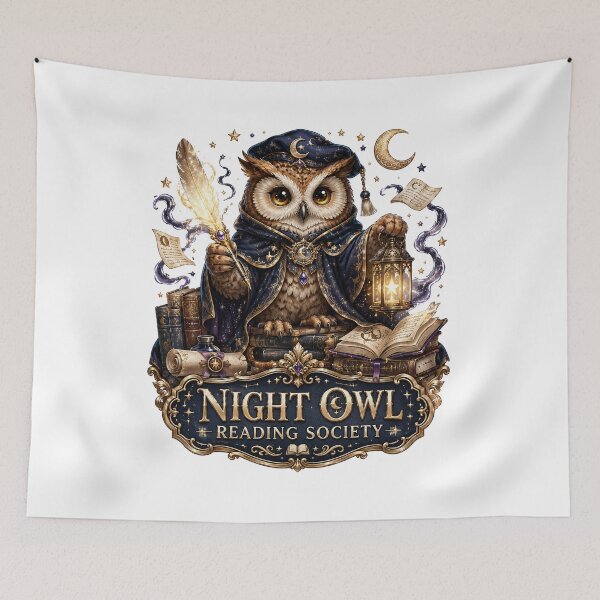 Item preview, Night Owl Reading Society Magical Wizard Scholar Bookworm designed and sold by BartArtPhoto.