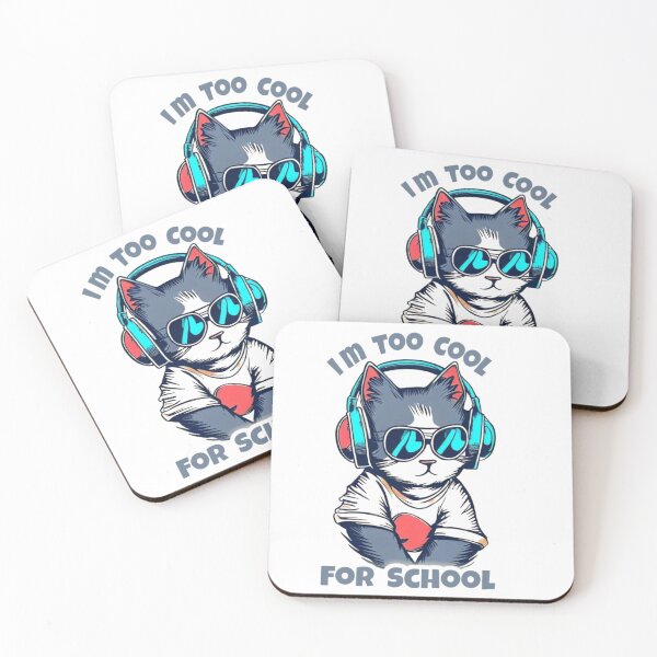 Item preview, Too Cool for School Cat with Sunglasses and Headphones Funny Graphic T-Shirt designed and sold by RajDeals.