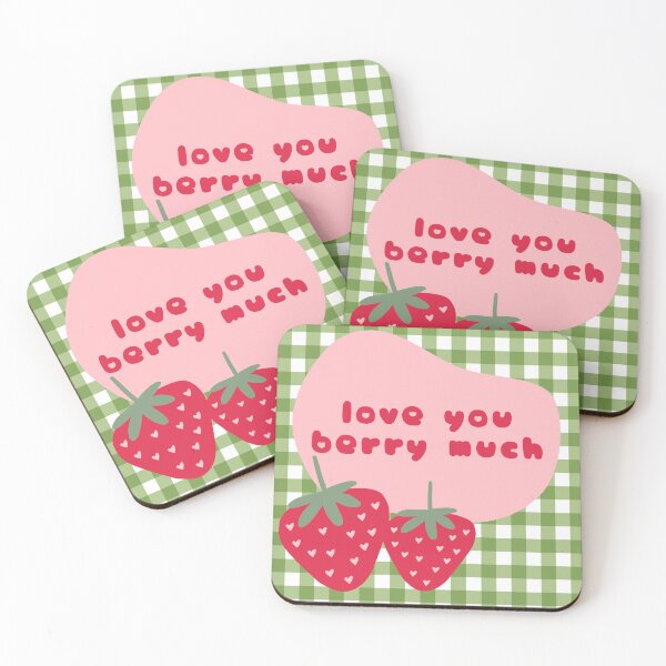 Item preview, Love you berry much strawberry gingham print (cute cottagecore digital art) designed and sold by QuillPrints.