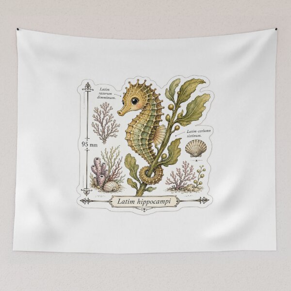 Item preview, Cute Vintage Seahorse Sticker - Scientific Ocean Plate designed and sold by PND7777.