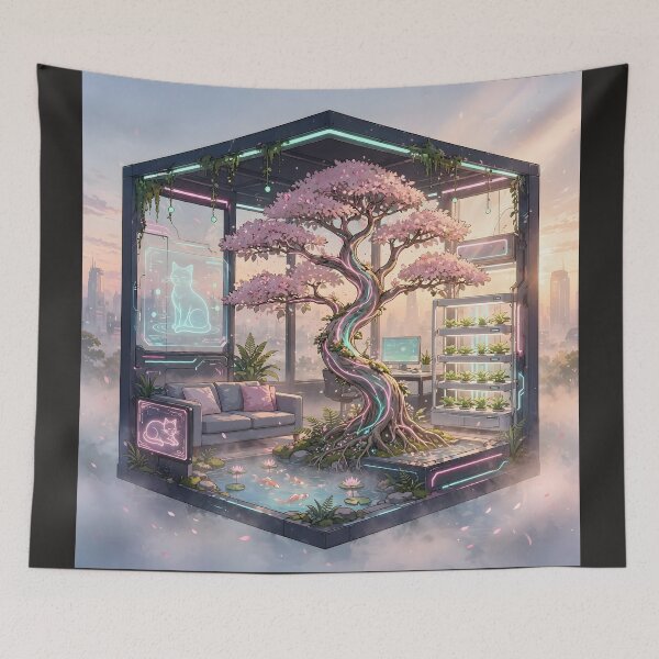 Item preview, Neo-Tokyo Biotopic Sanctuary - Sakura Sunrise Edition - Cyberpunk Isometric Room designed and sold by Neo Tokio.