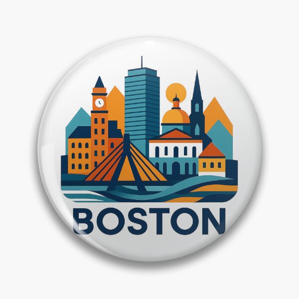 Item preview, Boston Massachusetts Travel Souvenir - Zakim Bridge & Historic Skyline Art designed and sold by OzzFrequency.