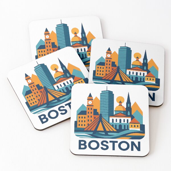 Item preview, Boston Massachusetts Travel Souvenir - Zakim Bridge & Historic Skyline Art designed and sold by OzzFrequency.