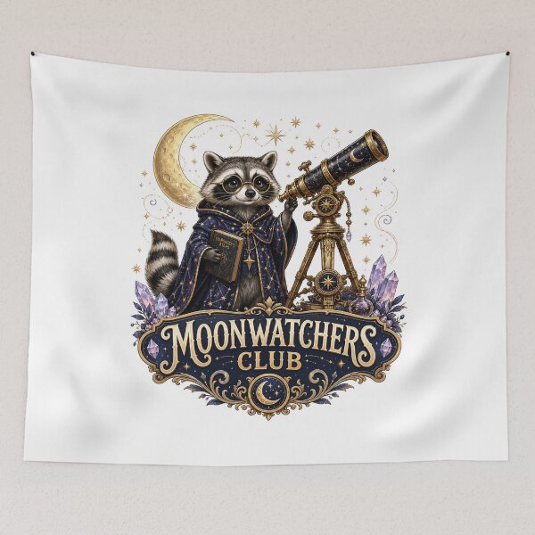 Item preview, Moonwatchers Club Raccoon Astronomer Telescope Stargazing designed and sold by BartArtPhoto.