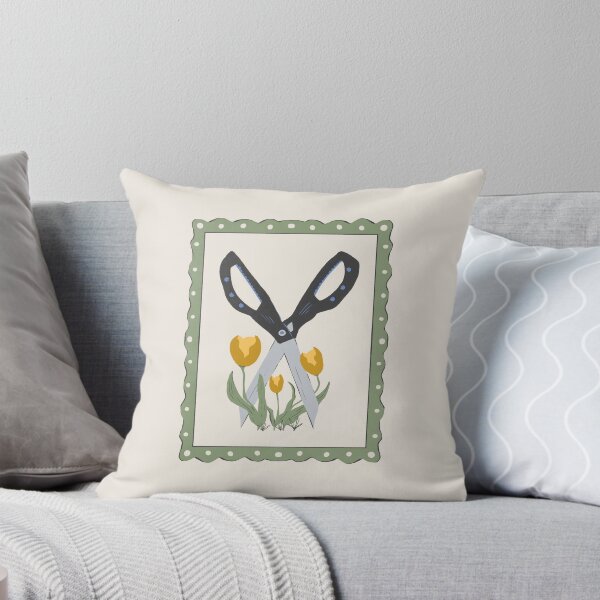 Item preview, Tulips and scissors with frame - blue yellow green designed and sold by Vaekra.