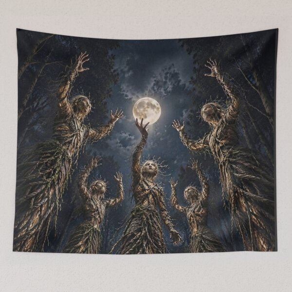 Item preview, Five Ancient Woodland Spirits Raise Their Hands to the Full Moon (П'ять давніх лісових істот здіймають руки до повного місяця) designed and sold by JUTElCONIC.