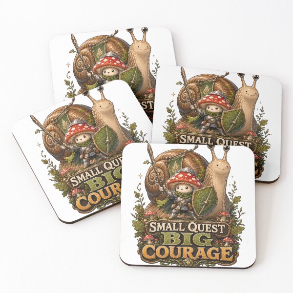 Item preview, Small Quest Big Courage Mushroom Knight Snail Fantasy Art designed and sold by BartArtPhoto.