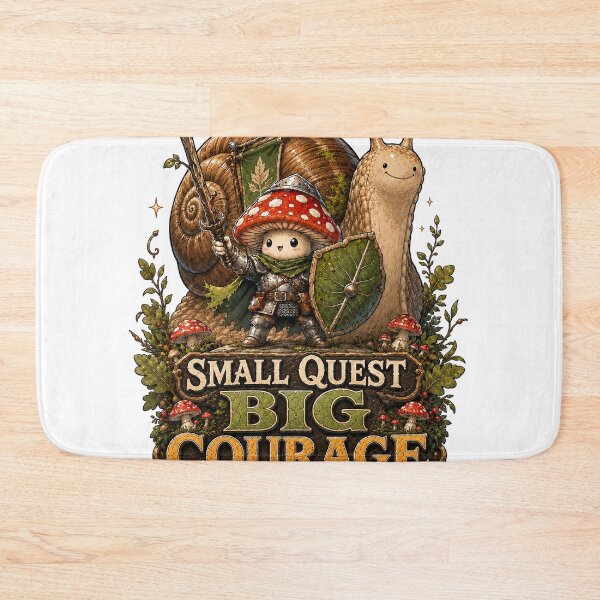 Item preview, Small Quest Big Courage Mushroom Knight Snail Fantasy Art designed and sold by BartArtPhoto.