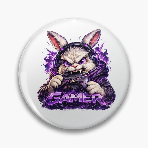 Item preview, Fierce Gamer Bunny Gaming Mascot designed and sold by AlexLineArt.