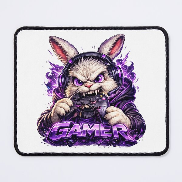 Item preview, Fierce Gamer Bunny Gaming Mascot designed and sold by AlexLineArt.