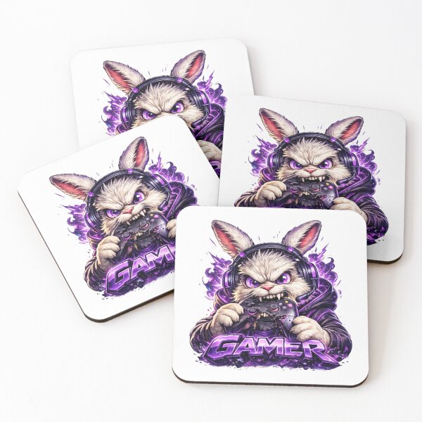 Item preview, Fierce Gamer Bunny Gaming Mascot designed and sold by AlexLineArt.