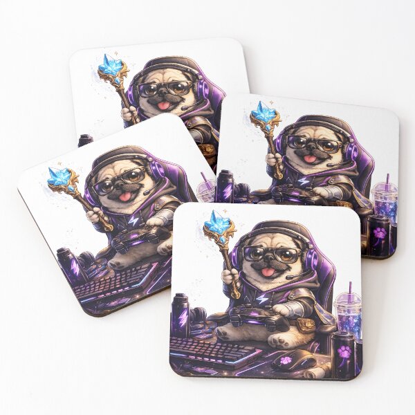 Item preview, Cute Gamer Pug Magic Gaming Setup designed and sold by Nixora.