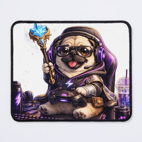 Item preview, Cute Gamer Pug Magic Gaming Setup designed and sold by Nixora.
