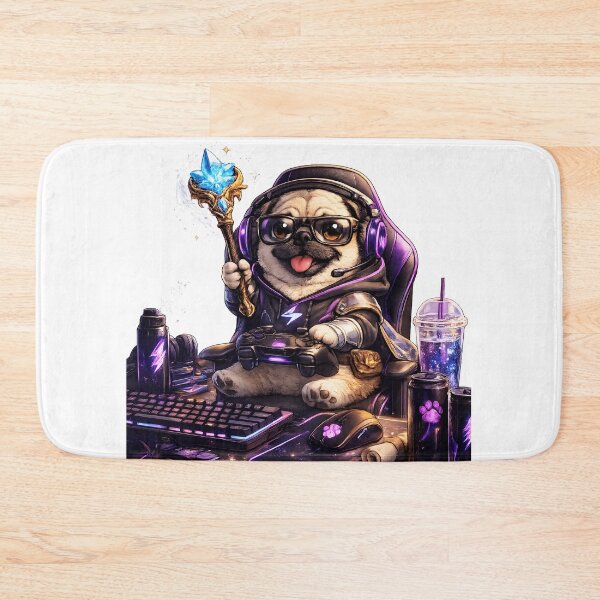Item preview, Cute Gamer Pug Magic Gaming Setup designed and sold by Nixora.