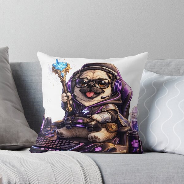 Item preview, Cute Gamer Pug Magic Gaming Setup designed and sold by Nixora.