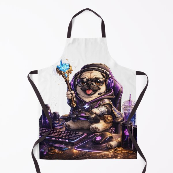 Item preview, Cute Gamer Pug Magic Gaming Setup designed and sold by Nixora.