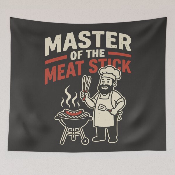 Item preview, Master Of The Meat Stick BBQ Pitmaster Chef Grilling Sausage Funny Cook designed and sold by Amir Faysal.