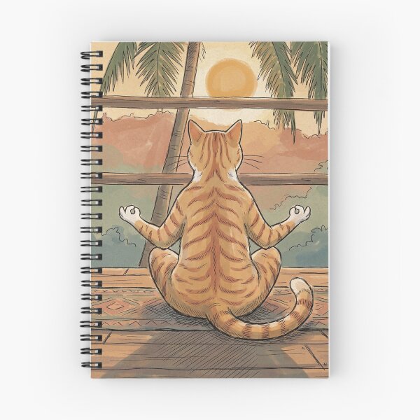 Item preview, Meditating Ginger Cat Yoga Sunset Tropical Illustration designed and sold by Butterfly-Dream.