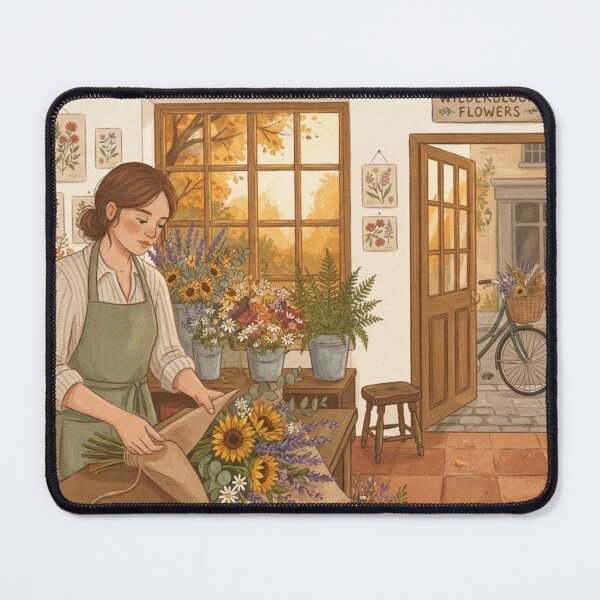 Item preview, The Village Florist, Rustic Wildflower Shop Art Illustration designed and sold by BlareBlare.