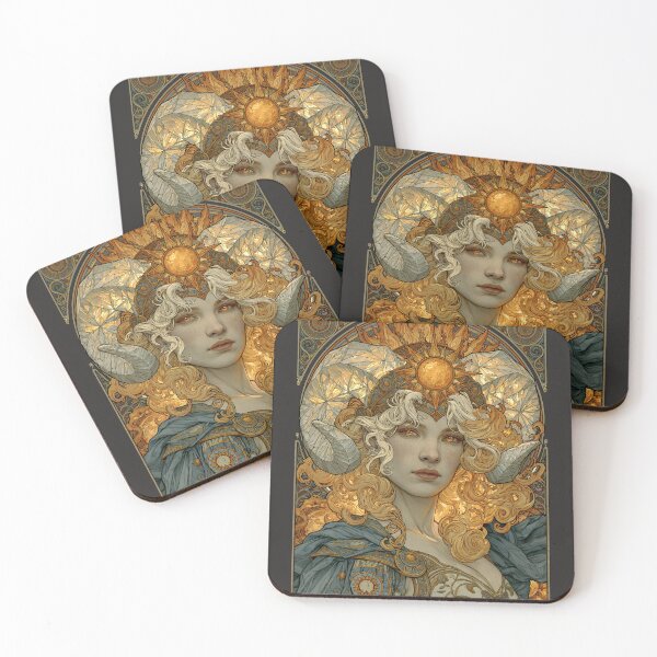 Item preview, Solar Crystal Goddess Art Nouveau Portrait designed and sold by MythicMood.