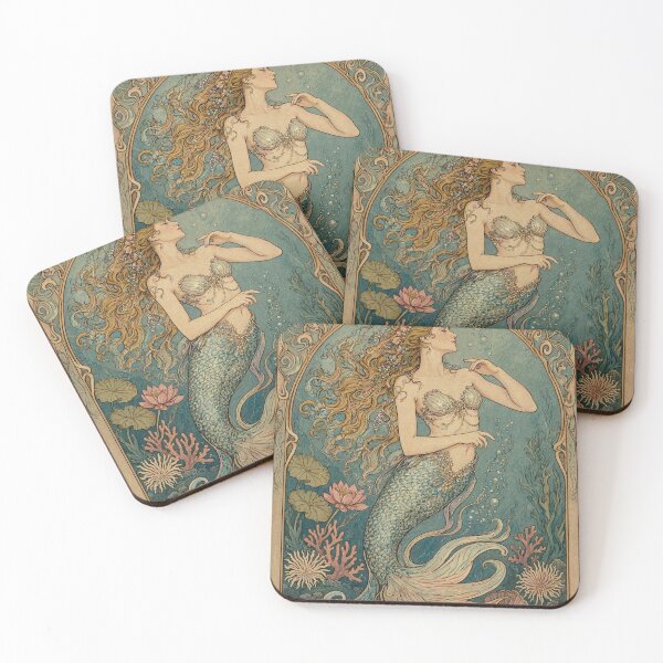 Item preview, Art Nouveau Mermaid Vintage Illustration Ocean Botanical designed and sold by JIGUWORLD.