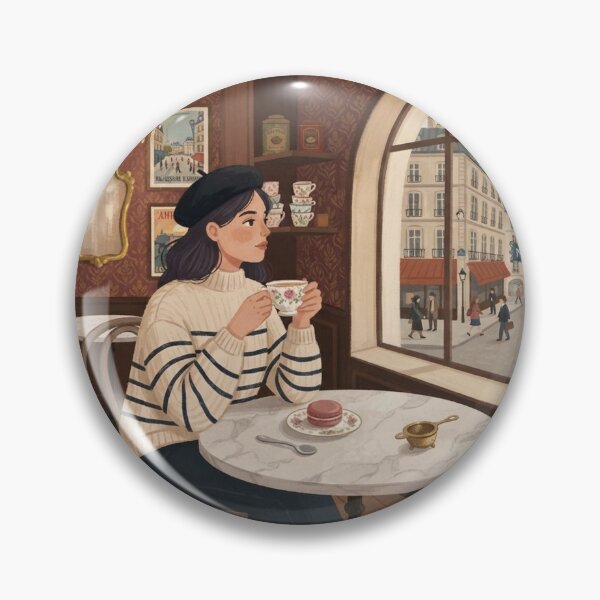 Item preview, Solitary Tea in Paris, Retro Cafe Aesthetic Print designed and sold by BlareBlare.