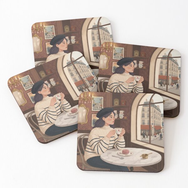 Item preview, Solitary Tea in Paris, Retro Cafe Aesthetic Print designed and sold by BlareBlare.