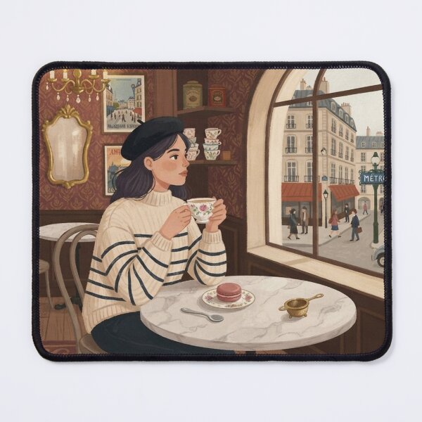 Item preview, Solitary Tea in Paris, Retro Cafe Aesthetic Print designed and sold by BlareBlare.