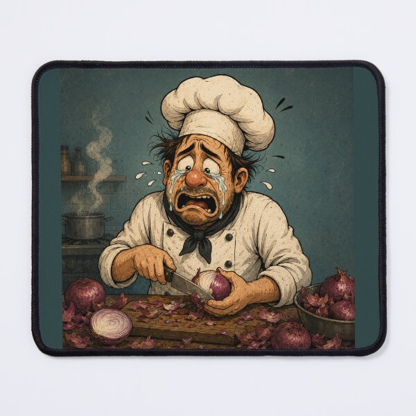 Item preview, Crying Chef Cutting Onions Kitchen Humor designed and sold by House of Rein.