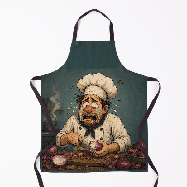 Item preview, Crying Chef Cutting Onions Kitchen Humor designed and sold by House of Rein.