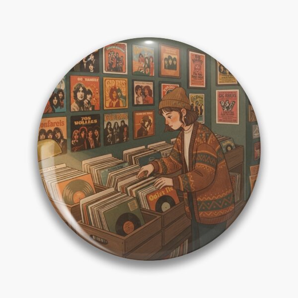 Item preview, Vinyl Digging, Retro Indie Music Shop Flat Art designed and sold by BlareBlare.