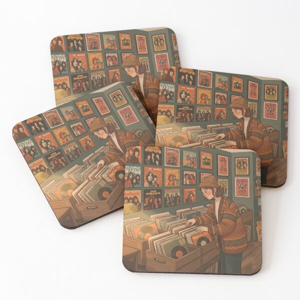 Item preview, Vinyl Digging, Retro Indie Music Shop Flat Art designed and sold by BlareBlare.