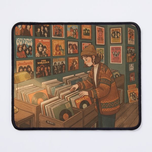 Item preview, Vinyl Digging, Retro Indie Music Shop Flat Art designed and sold by BlareBlare.