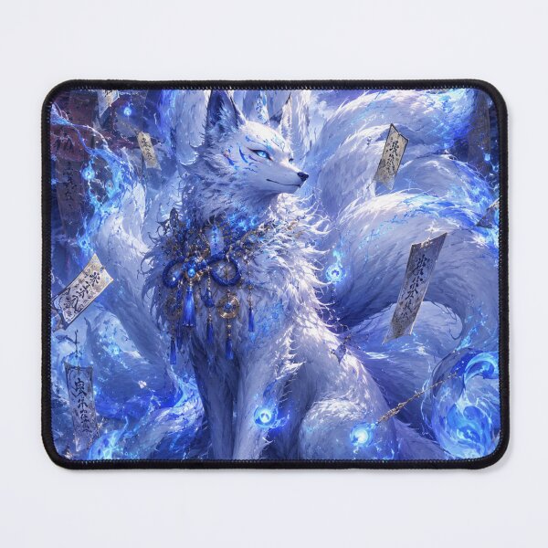 Item preview, Mystical Kitsune Guardian – Celestial Blue Spirit Fox of Ancient Japan designed and sold by Sticleg.