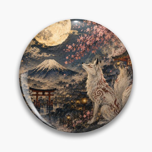 Item preview, Moonlit Nine-Tailed Fox | Japanese Fantasy Ukiyo-e Art designed and sold by 風の浮世.